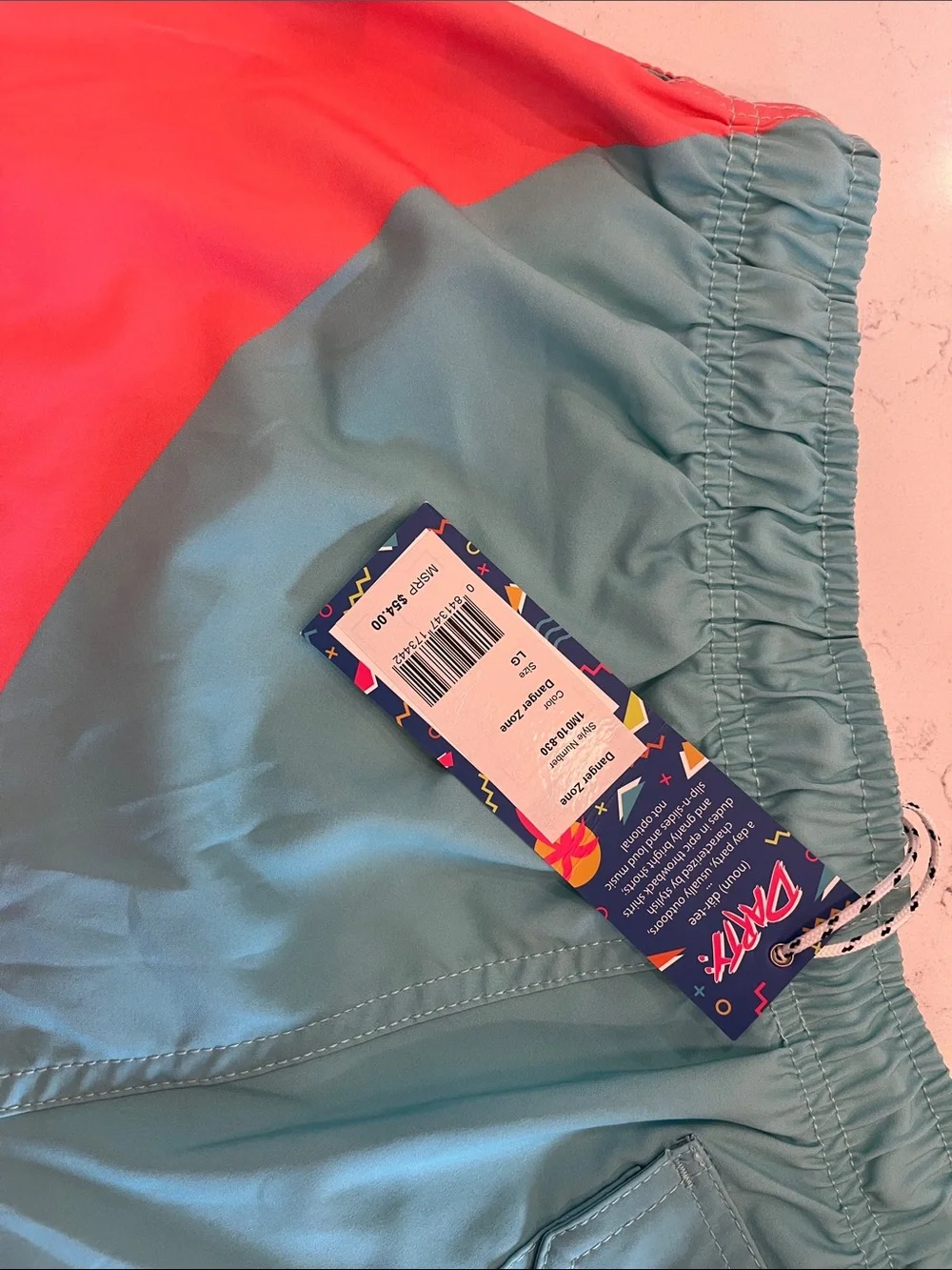 Southern Shirt Co. Colorblock Swim Shorts in Teal, Coral & Blue